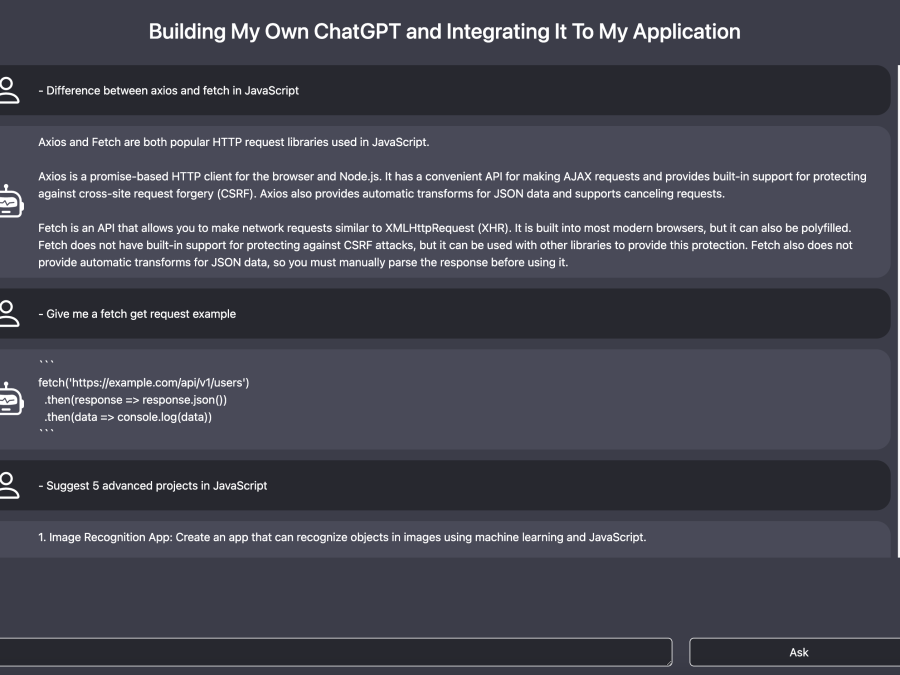 Building My Own ChatGPT and Integrating It To My Application